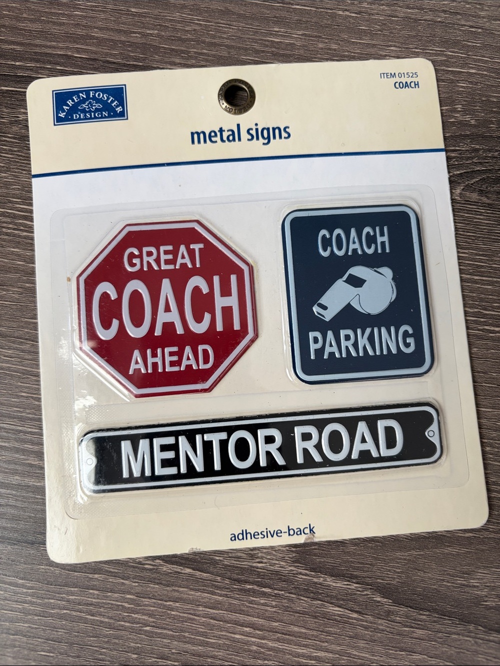 ❤️$1 Karen Foster Mini Metal Signs Coach with Adhesive Back